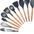 Kit 12 Utensílios Cozinha Silicone Colher Concha Fue Cinza