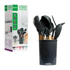 Kit 12 Utensílios De Cozinha Em Silicone E Cabo De Madeira -