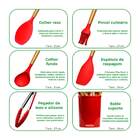 Kit 12 Utensílios De Cozinha Em Silicone E Cabo De Madeira -