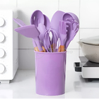 Kit 12 Utensílios De Cozinha Peças De Silicone E Cabo De Made