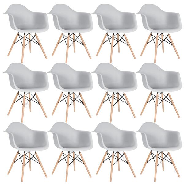 Kit - 12 X Cadeiras Charles Eames Eiffel Daw Com Braços - Bas
