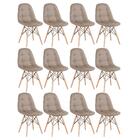 Kit - 12 X Cadeiras Eames Botonê - Nude - Base De Madeira Cla