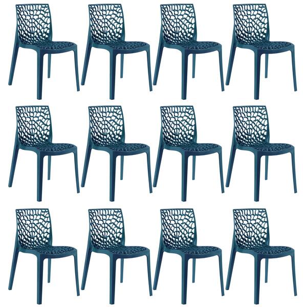 Kit - 12 X Cadeiras Gruvyer - Azul Petróleo