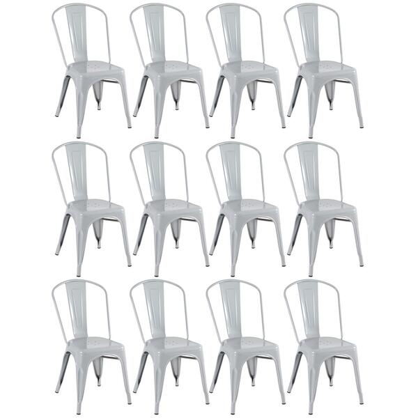 Kit - 12 X Cadeiras Iron Tolix - Cinza Claro