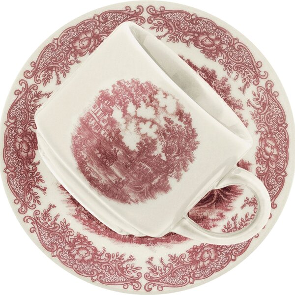 Kit 12 Xícaras Com Pires Donna Vilarejo Oxford® Cerâmica 180