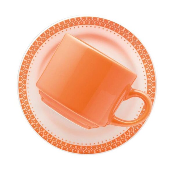 Kit 12 Xícaras Donna Tangerina Oxford Cerâmica 180 Ml