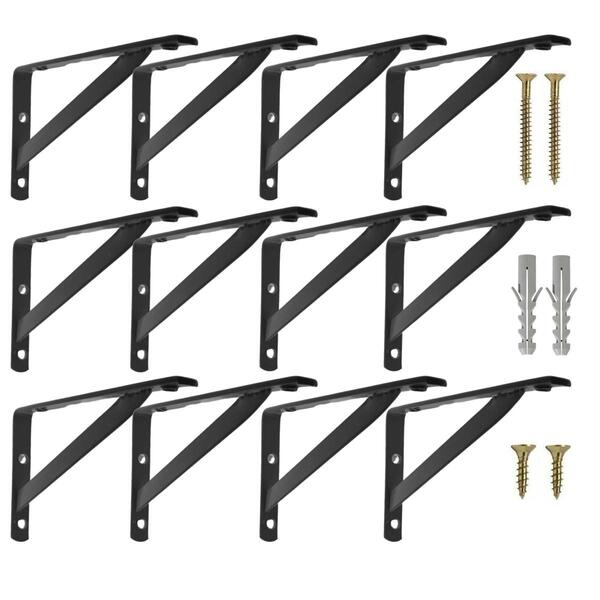 Kit 12un Mão Francesa 30 Cm Preta + Kit Parafusos E Buchas