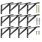 Kit 12un Mão Francesa 35 Cm Preta + Kit Parafusos E Buchas