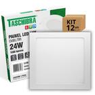 Kit 12un Painel Led Taschibra Embutir Quadrado 24w 6500k