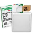 Kit 12un Painel Led Taschibra Sobrepor Quadrado 24w 3000k
