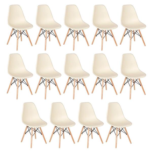Kit 14 Cadeiras Charles Eames Eiffel Dsw Com Pés De Madeira C