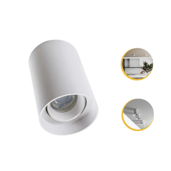 Kit 14 Spot Sobrepor Redondo Direcionável + 14 Lâmpada Mr16 -