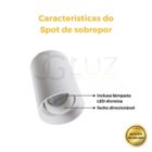 Kit 14 Spot Sobrepor Redondo Direcionável + 14 Lâmpada Mr16 -