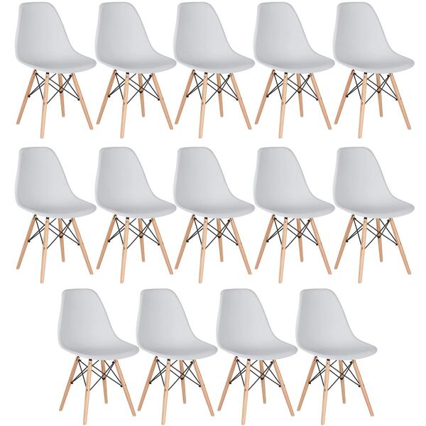 Kit - 14 X Cadeiras Charles Eames Eiffel Dsw - Base De Madeir