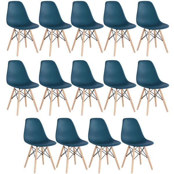 Kit - 14 X Cadeiras Charles Eames Eiffel Dsw - Base De Madeir