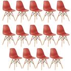 Kit - 14 X Cadeiras Charles Eames Eiffel Dsw - Base De Madeir