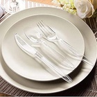 Kit 150 Talheres Plástico Cristal - Resistente Reforçado Talh