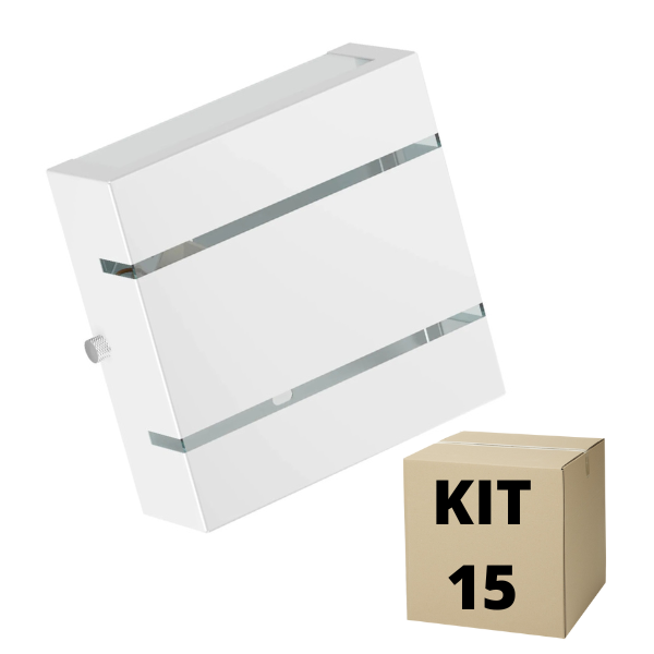 Kit 15 Arandelas Slim 2 Fachos Frisada Branca Policarbonato M