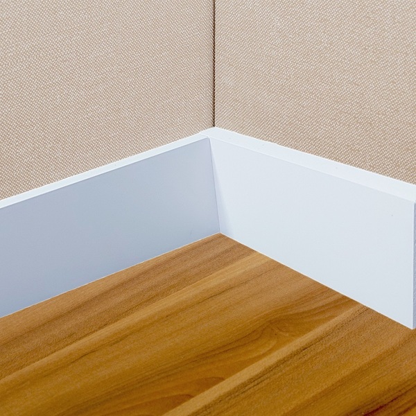 Kit 15 Barras Rodapé Poliestireno 5cm de Altura Liso - Branco