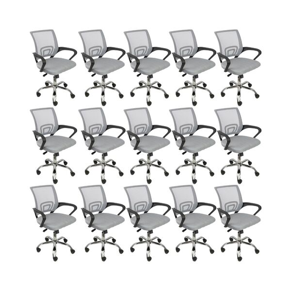 Kit 15 Cadeiras De Escritório Begonia Tela Mesh Ergonômico -