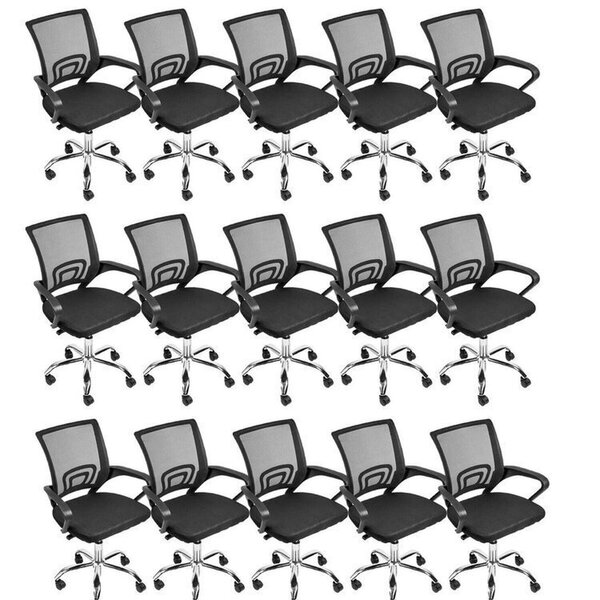 Kit 15 Cadeiras Escritório Diretor Tela Mesh Tok 3310 Preto