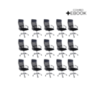 Kit 15 Cadeiras Escritório Nagano Tela Mesh Giratória Preto