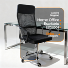 Kit 15 Cadeiras Escritório Nagano Tela Mesh Giratória Preto