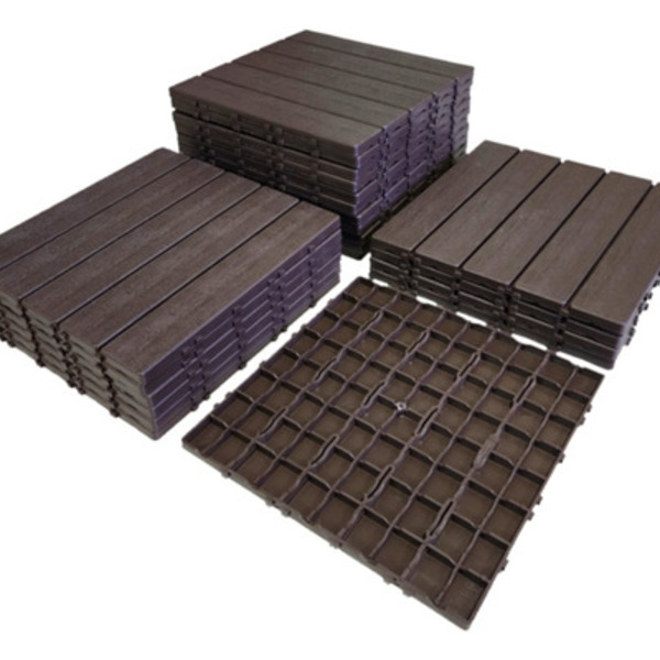 Kit 15 Piso Decks Madeira Plástico Encaixe Modular Piscina Sa