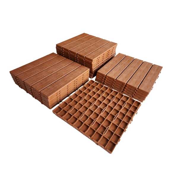 Kit 15 Piso Decks Madeira Plástico Encaixe Modular Piscina Sa