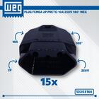 Kit 15 Plug Tomadas Femea Preto 20a  250v