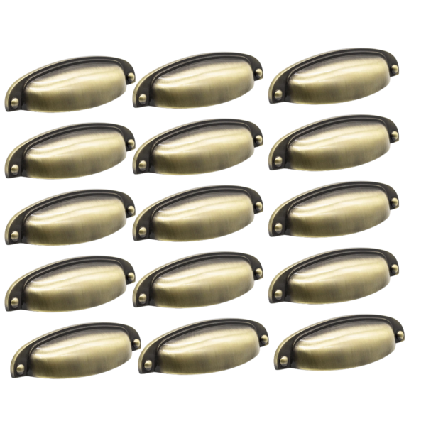 Kit 15 Puxador Concha Paris Antique Brilhante Para Gaveta