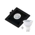 Kit 15 Spot Embutir Mr16 Quadrado Recuado Preto + Lâmpada Dic