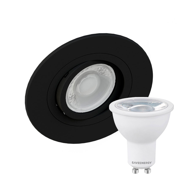 Kit 15 Spot Embutir Redondo Face Plana Dicroica Mr16 Preto +