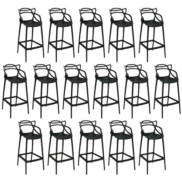 Kit 16 Banquetas Allegra Com Encosto Design Cozinha/bancada -