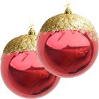 Kit 16 Bolas Enfeite Natalino Árvore Natal Vermelho Dourado