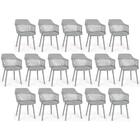 Kit 16 Cadeiras De Jantar Estofada Marcela - Cinza