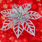 Kit 16 Flores Prata Gliter Decoração Árvore De Natal De 14cm