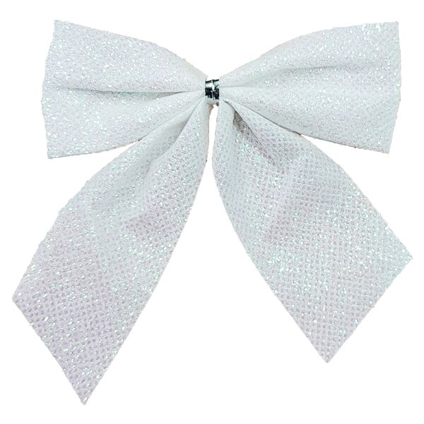 Kit 16 Peças Enfeite Laços Branco Glitter Árvore Natal 10cm