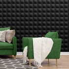 Kit 16 Placas 3d Pvc Preto Decoração Revestimento Premium De