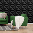 Kit 16 Placas 3d Pvc Preto Decoração Revestimento Premium De