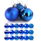Kit 18 Bolas Natal Mista Glitter, Fosca, Lisa Azul Royal 7cm