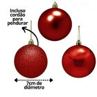 Kit 18 Bolas Natal Mista Glitter, Fosca, Lisa Vermelha 7cm -