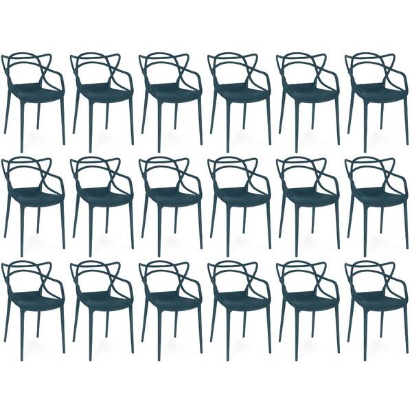 Kit 18 Cadeiras De Jantar Allegra Design Empilhável - Azul Ma