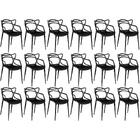 Kit 18 Cadeiras De Jantar Allegra Design Empilhável - Preto