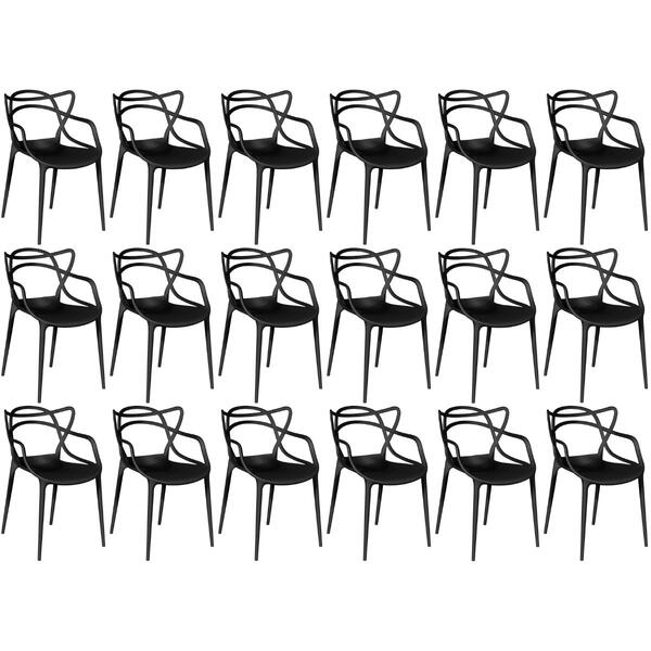 Kit 18 Cadeiras De Jantar Allegra Design Empilhável - Preto