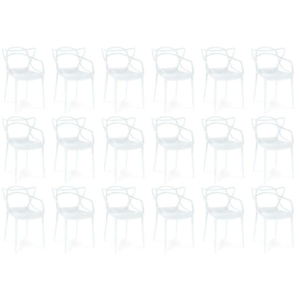 Kit 18 Cadeiras De Jantar Allegra Prática Empilhável - Branco