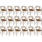 Kit 18 Cadeiras De Jantar Allegra Prática Empilhável - Marrom