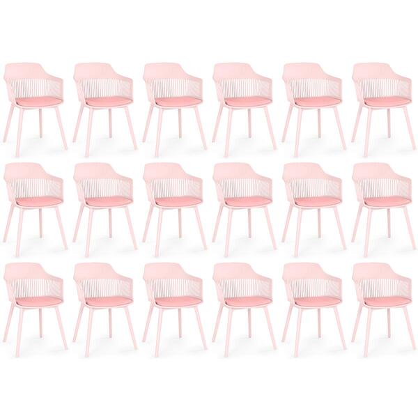 Kit 18 Cadeiras De Jantar Estofada Marcela - Rosa