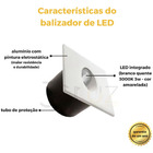 Kit 18 Embutido Led 3w Balizador Parede Quadrado Bco Quente
