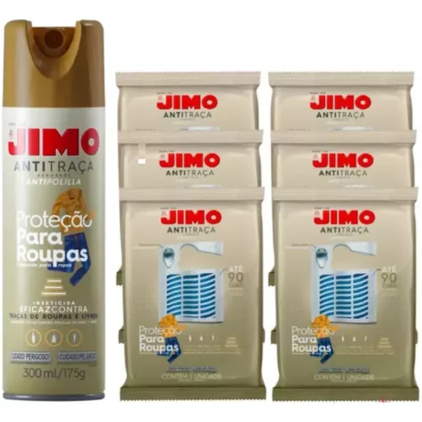 Kit 1 Anti Traça Jimo 300ml + 6 Cartelas Anti Traça Jimo